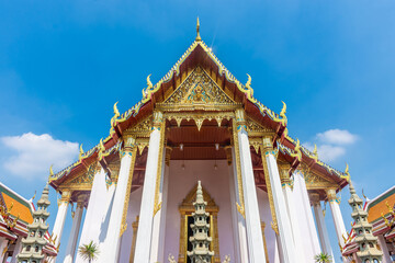 Beautiful roofs of the Wat Suthat Thepwararam Temple in Bangkok, Thailand