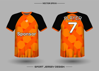 T-shirt sport vector design template, Soccer jersey mockup for football club. uniform front and back view. Clothing Men adult. Can use for printing, branding logo team, squad, match event, tournament