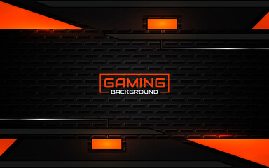 Wall Mural - abstract futuristic geometric black and orange gaming background with modern esport shapes. vector d