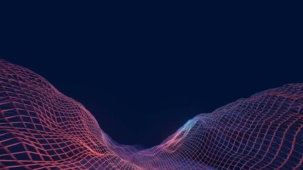 Wall Mural - flying through wireframe abstract mountain landscape valley. future technology, big data grid backgr