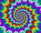 Fototapeta Tęcza - Pulsing fiery spirals. Optical illusion of movement.