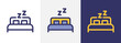 Sleeping in comfortable bed furniture at night vector icon Illustration.