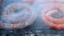 Barbecue Braai Boerewors Sausages Chargrilled Over Hot Coals