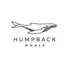 Wall Mural - humpback whale outline monoline logo vector icon illustration