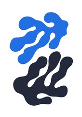 Leinwandbilder - Abstract contemporary wall art in Matisse style. Minimalist poster for printing and interior decoration. Black and blue algae leaves on white background. Flat vector illustration of simple artwork