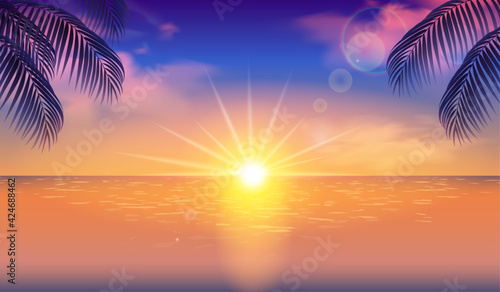 Fototapeta 夕方の海と太陽とシルエットの椰子の木のベクターイラスト背景 風景 横 Lato Zachody Zmierzch Fototapety Foteks Fototapeta 夕方の海と太陽とシルエットの椰子の木のベクターイラスト背景 風景 横 Lato Zachody Zmierzch Fototapety Foteks