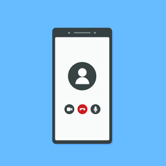 Wall Mural - videocall interface on smartphone. online webinar or video conference screen ui. vector concept vide