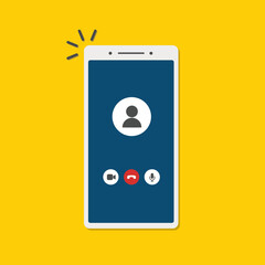 Wall Mural - videocall interface on smartphone. online webinar or video conference screen. concept video chat int