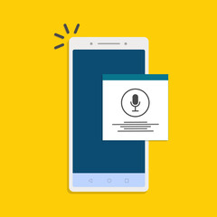 Wall Mural - podcast concept. smartphone with an application for listening to podcasts on the screen. online podc