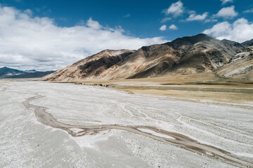 Wall Mural - Aerial photography of dry riverbeds and mountains in Tibet