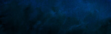 Dark Blue Abstract Background. Watercolor Background With Copy Space For Design. Fluid Liquid. Wide Banner. Panorama.