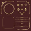 © Fine Art Studio - Vintage set of horizontal, square and round elements. Different elements for backgrounds, frames and monograms. Classic patterns. Set of vintage golden patterns