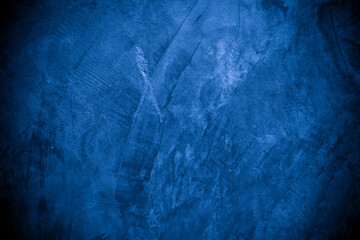 Old wall pattern texture cement blue dark abstract  blue color design are light with black gradient background.