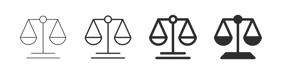 scale icon. scales of justice flat icon set. vintage scale in balance and equilibrium. vector icon o