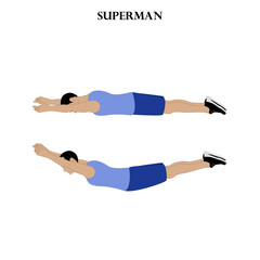 Wall Mural - Superman exercise training strength workout vector illustration