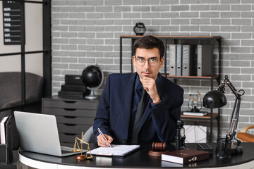 Wall Mural - Male judge working in office