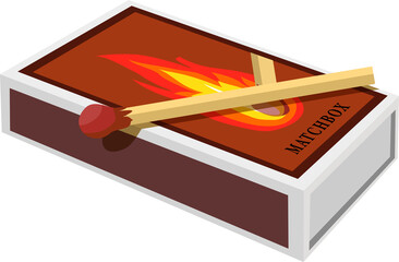 Cartoon isolated vector object matches and fire