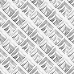 Poster - Rhombuses Monochrome Drawn Pattern. Seamless Rhombus Tile Pattern.