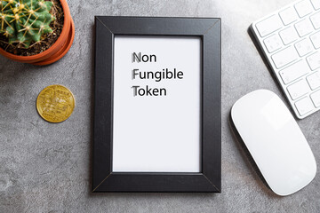 Wall Mural - Crypto Art concept. Blockchain called NFTs. Digital collectibles for cryptocurrencies. Non-fungible token for Crypto artworks
