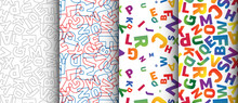 Four Various Pattern With Colorful Letters