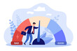 © Bro Vector - Male businessman with credit score scale. Young man changing personal financial account information from poor to good. Financial growth, career. Business reputation flat vector colorful illustration