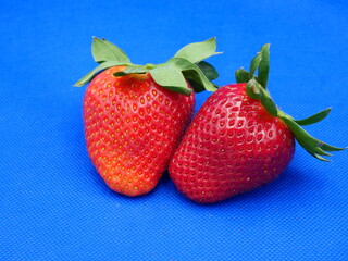 strawberry on blue background