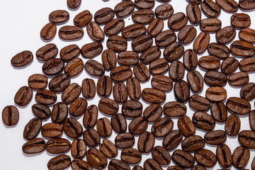 coffee in beans on a white background