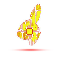 Wall Mural - Abstract rabbit. Rabbit in the form of an electronic circuit. Vector rabbit.