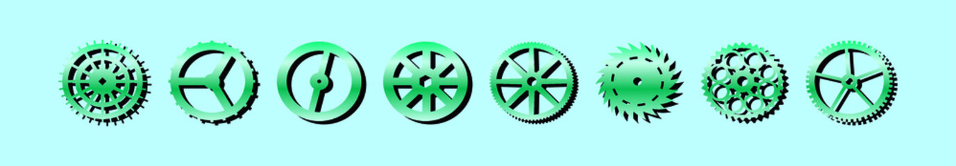 Wall Mural - set of clock gears cartoon icon design template with various models. vector illustration isolated on blue background
