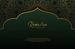 © Benny Studio - Luxury black gold background banner with islamic arabesque mandala ornament on dark green