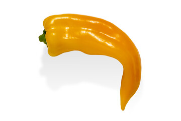 pointy yellow pepper isolated on white background, copy space