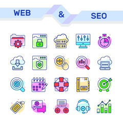 search engine optimization and web icons set 