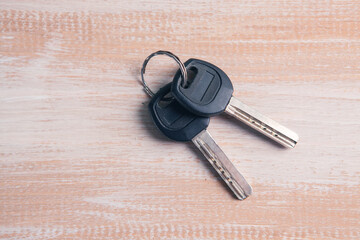 key on a wooden table