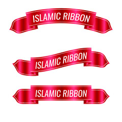 Wall Mural - set of islamic ribbon, banner arabian design. vector stock illustration.