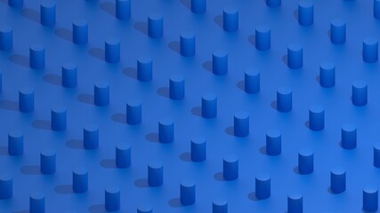 Abstract blue 3d render background with cylinders