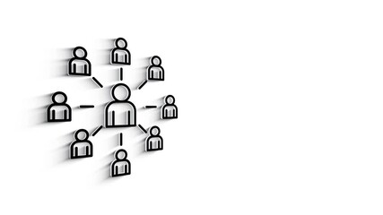 3D Line Icon referral program Animation on white background. 4k
