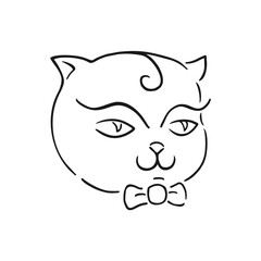 Sticker - Elegant cat with tie draw