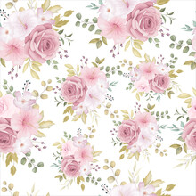 Beautiful Floral Seamless Pattern With Dusty Pink Flower