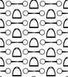 Vector seamless pattern of horse equestrian bit snaffle and stirrup isolated on white background