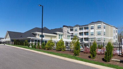 Suburban residential apartment complex building