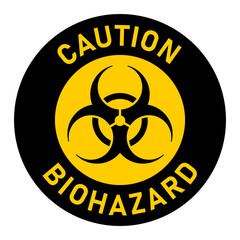 Caution Biohazard or Biological Hazard Round Adhesive or Sticker Icon. Vector Image.