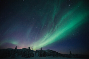 aurora over the mountains