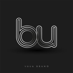 initial logo BU colored black and white with striped composition and lowercase, Vector logo design template elements for your business or company identity.