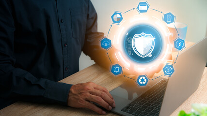 Wall Mural - cybersecurity concept on the internet