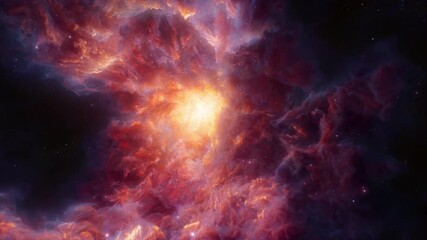 Wall Mural - orange-red nebula in space, colorful nebula in distant galaxy