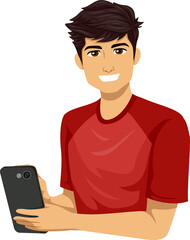 Poster - Teen Boy Hispanic Mobile Phone Illustration