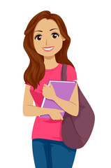 Poster - Teen Girl Hispanic Student Book Illustration