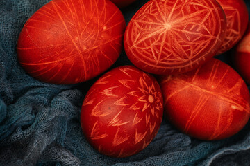 painted easter eggs with ukrainian ornaments	