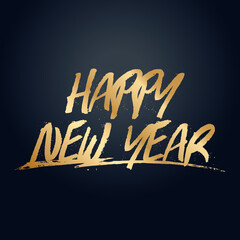 Gold effect happy new year text vector design