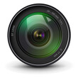 © Cobalt - Camera photo lens, front view, realistic 3D vector icon.